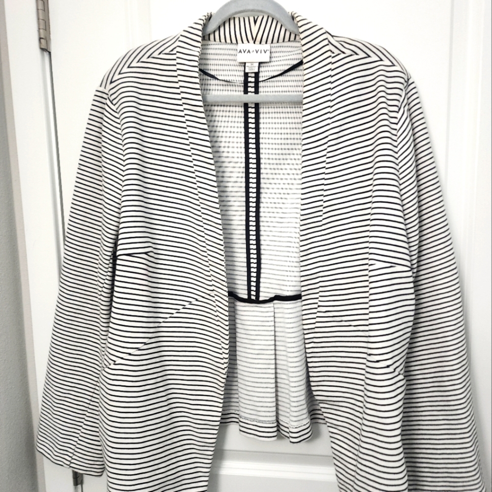Women's Black and White Striped Jacket